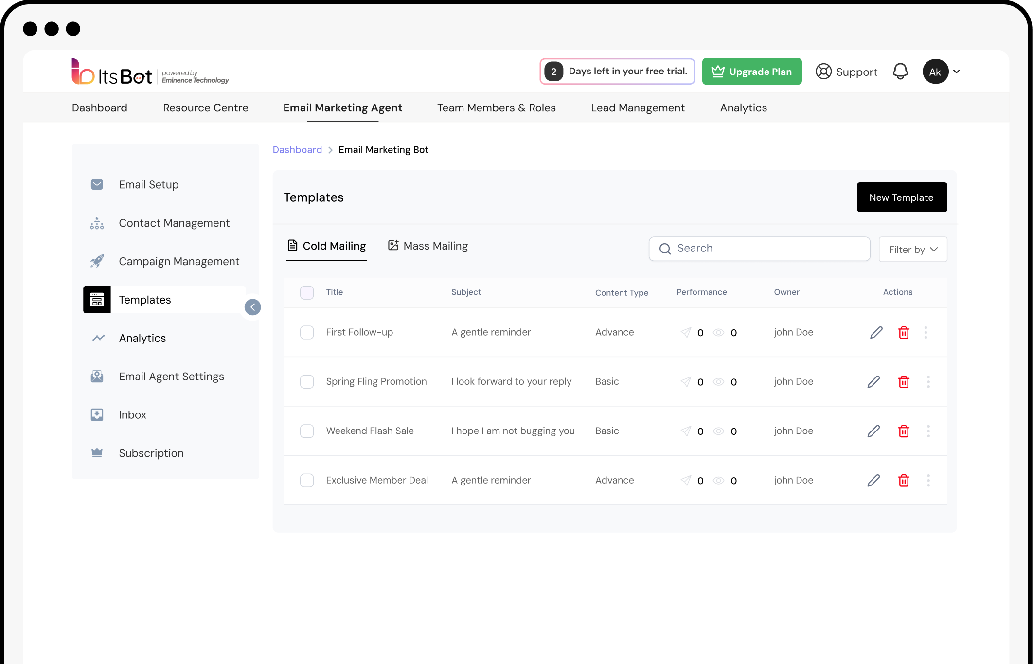 Email templates